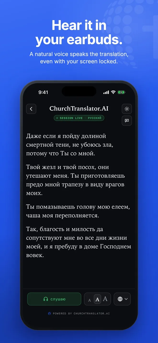 Russian captions with the translated audio playing